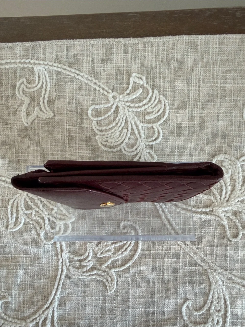 Etienna Aigner Vintage Brown/Burgundy Woven Soft Leather Bifold Wallet